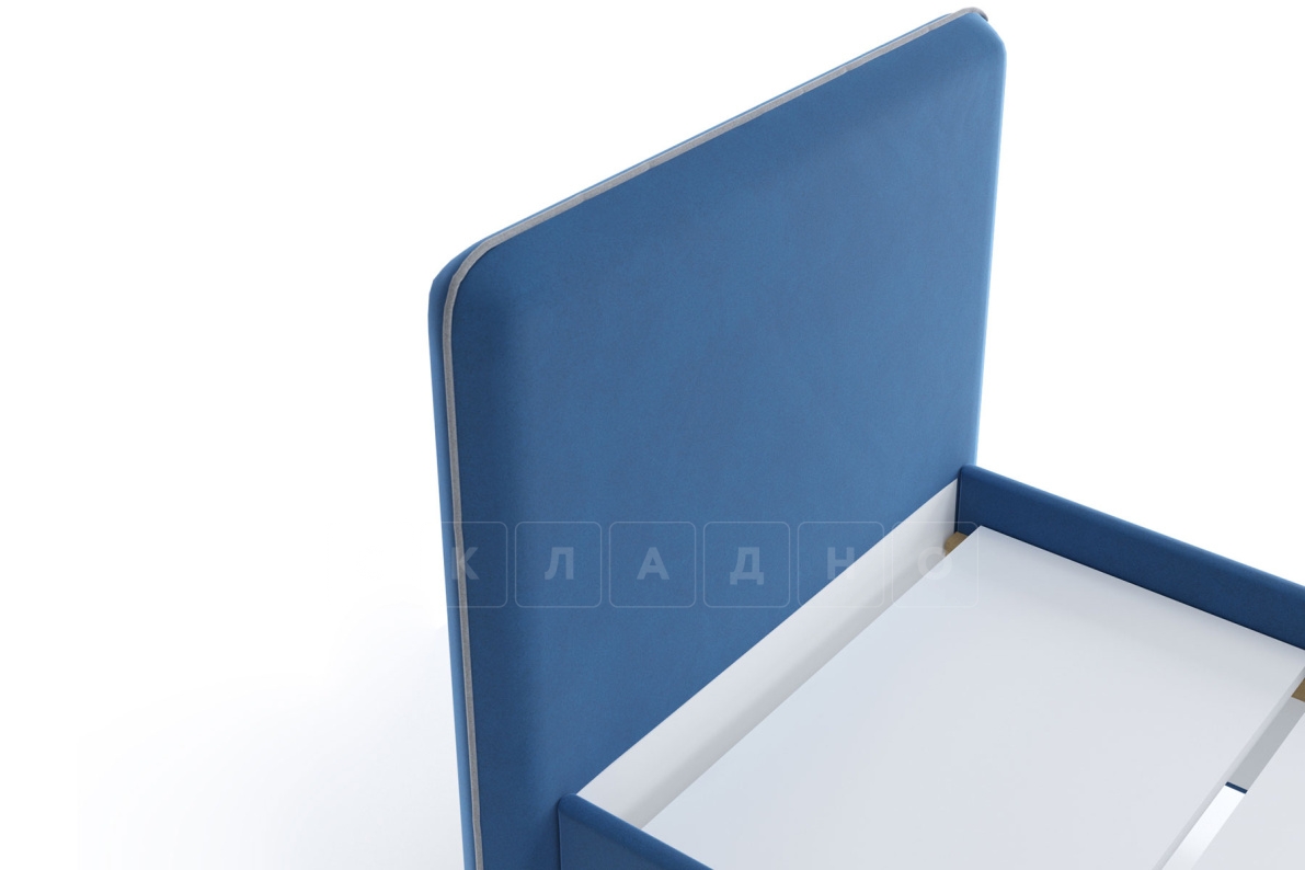 Мягкая кровать Афина 80 см велюр синий фото 3 | интернет-магазин Складно