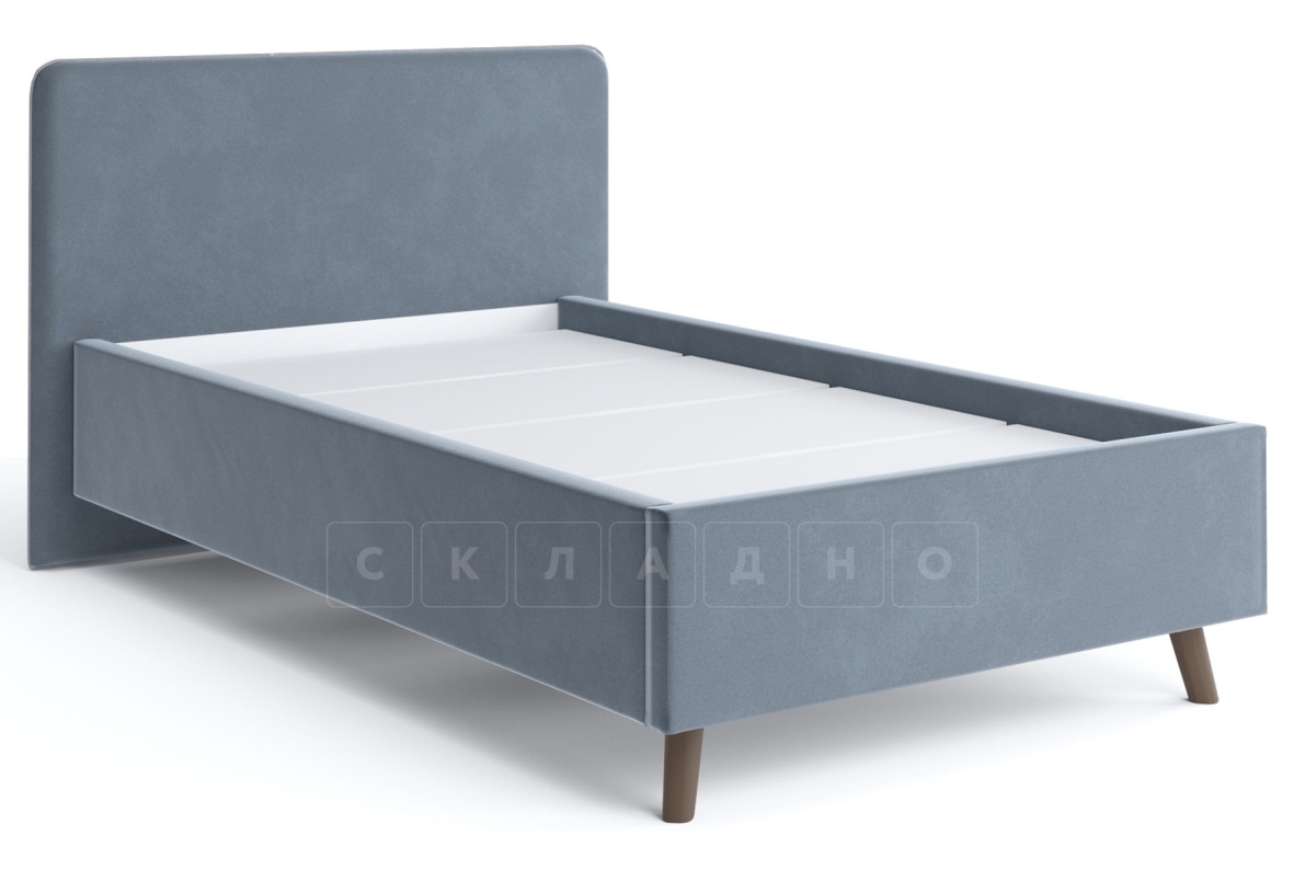 Мягкая кровать Афина 120 см велюр темно-серый фото 1 | интернет-магазин Складно