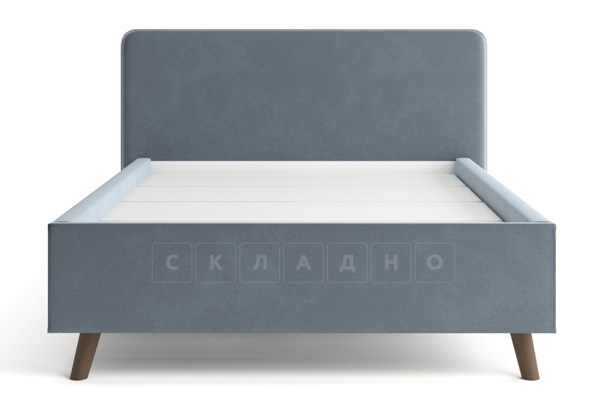Мягкая кровать Афина 140 см велюр темно-серый фото 2 | интернет-магазин Складно