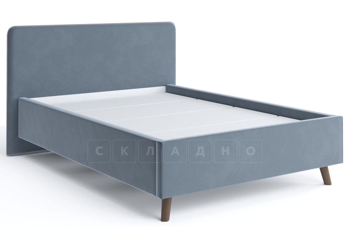 Мягкая кровать Афина 140 см велюр темно-серый фото 1 | интернет-магазин Складно