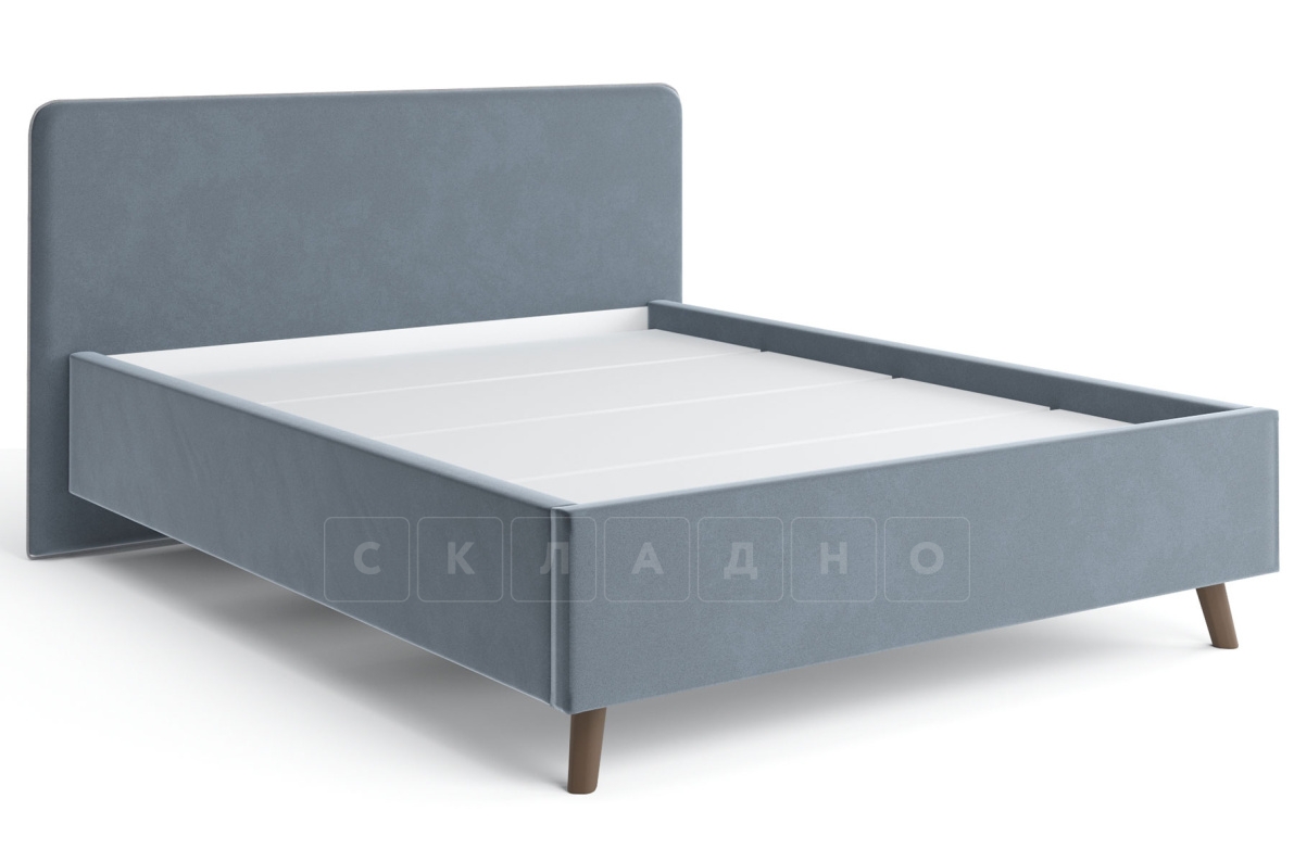 Мягкая кровать Афина 160 см велюр темно-серый фото 1 | интернет-магазин Складно