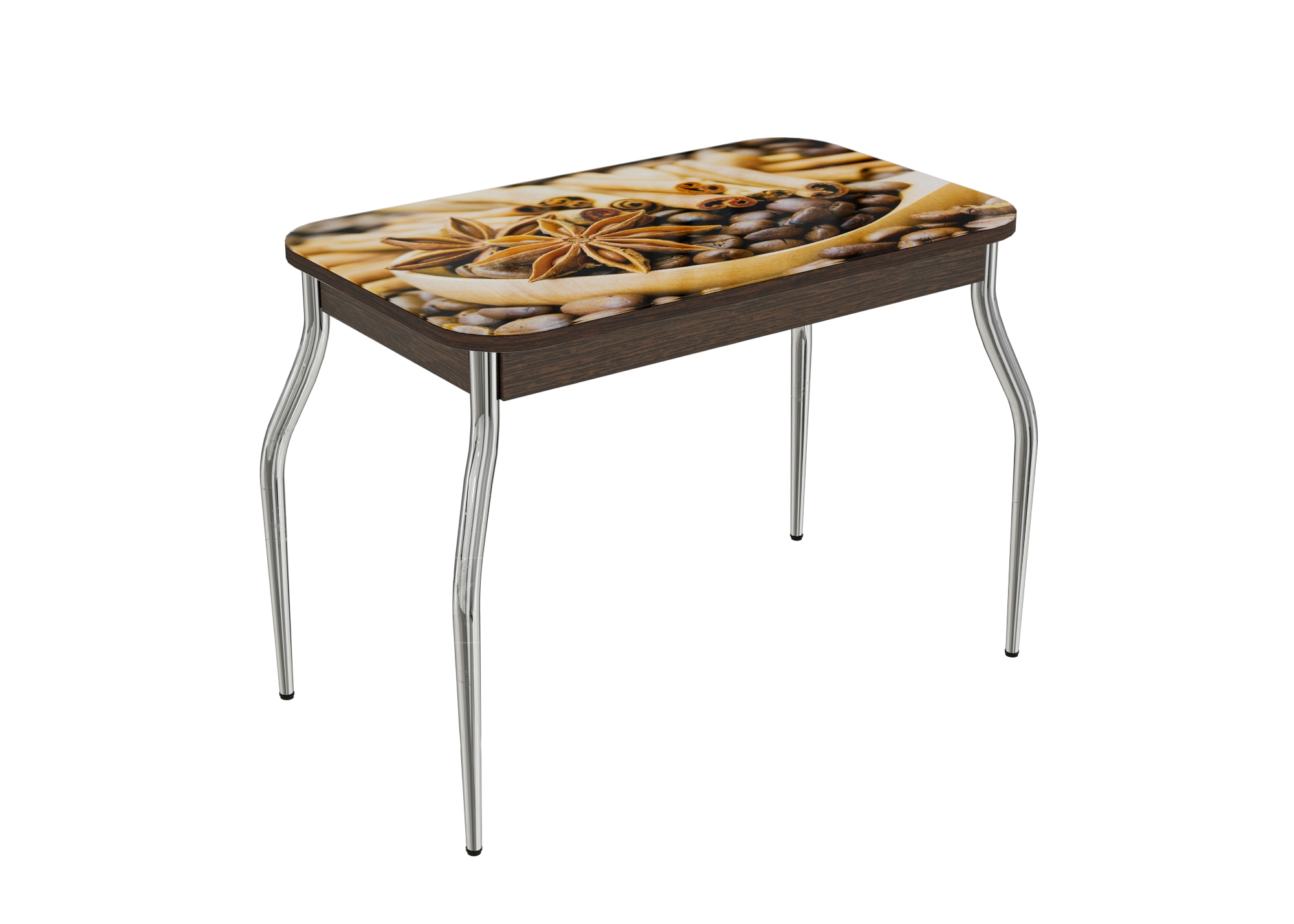 Стол нераздвижной стеклянный с фотопечатью Кофе-4 серия 2