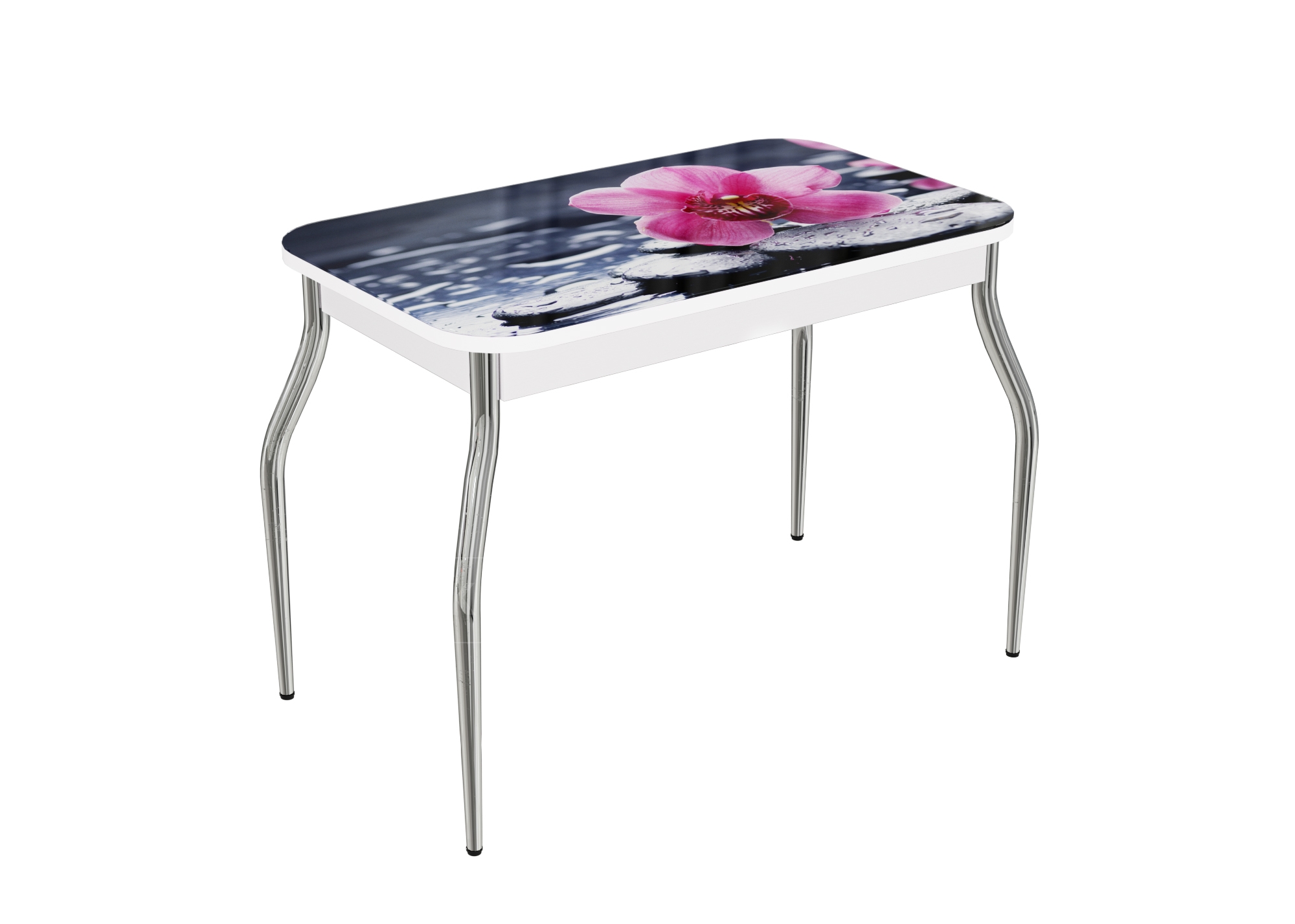 Стол нераздвижной стеклянный с фотопечатью Орхидея на камне серия 2