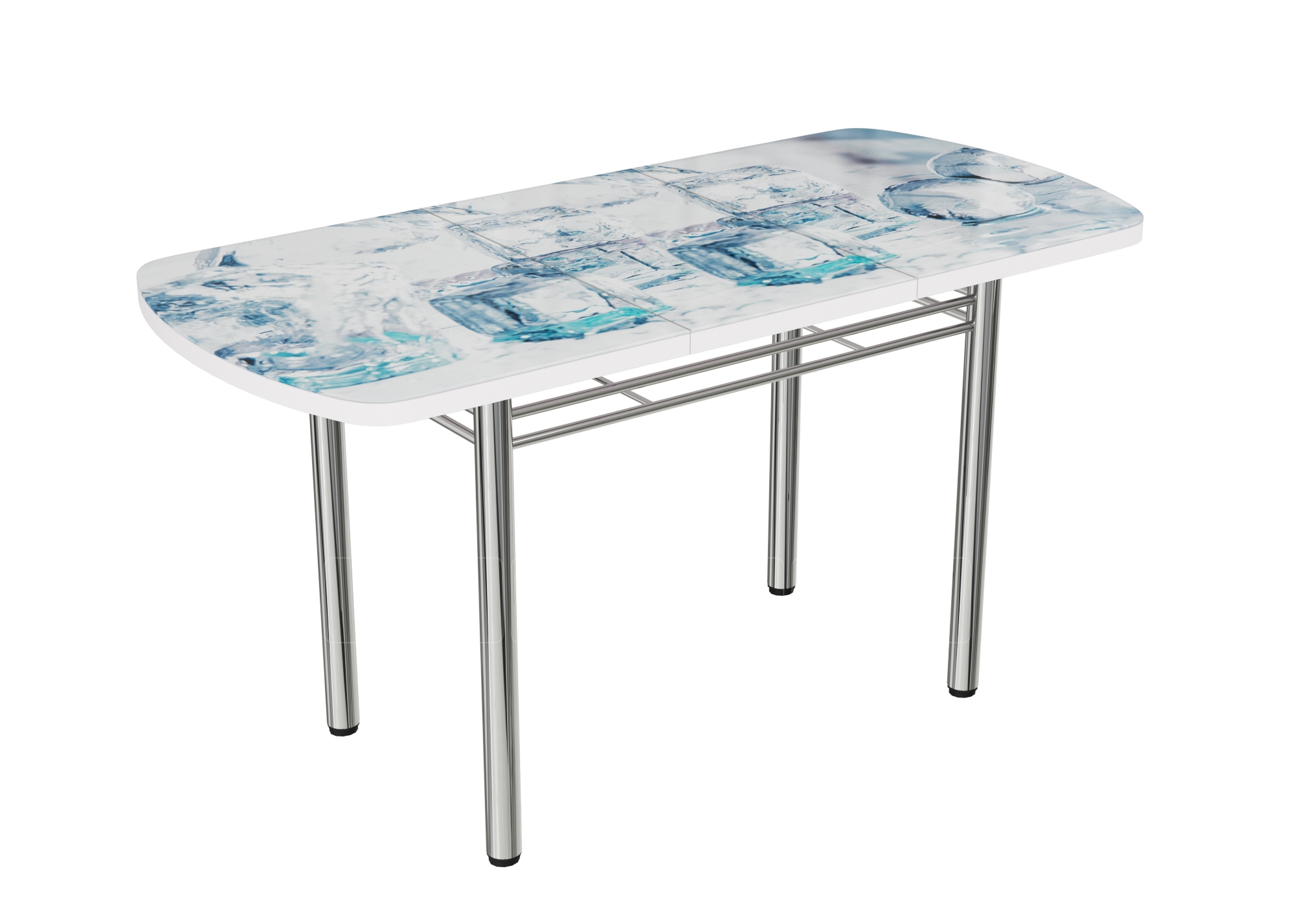 Стол раздвижной стеклянный с фотопечатью Кубики льда 150х70 см