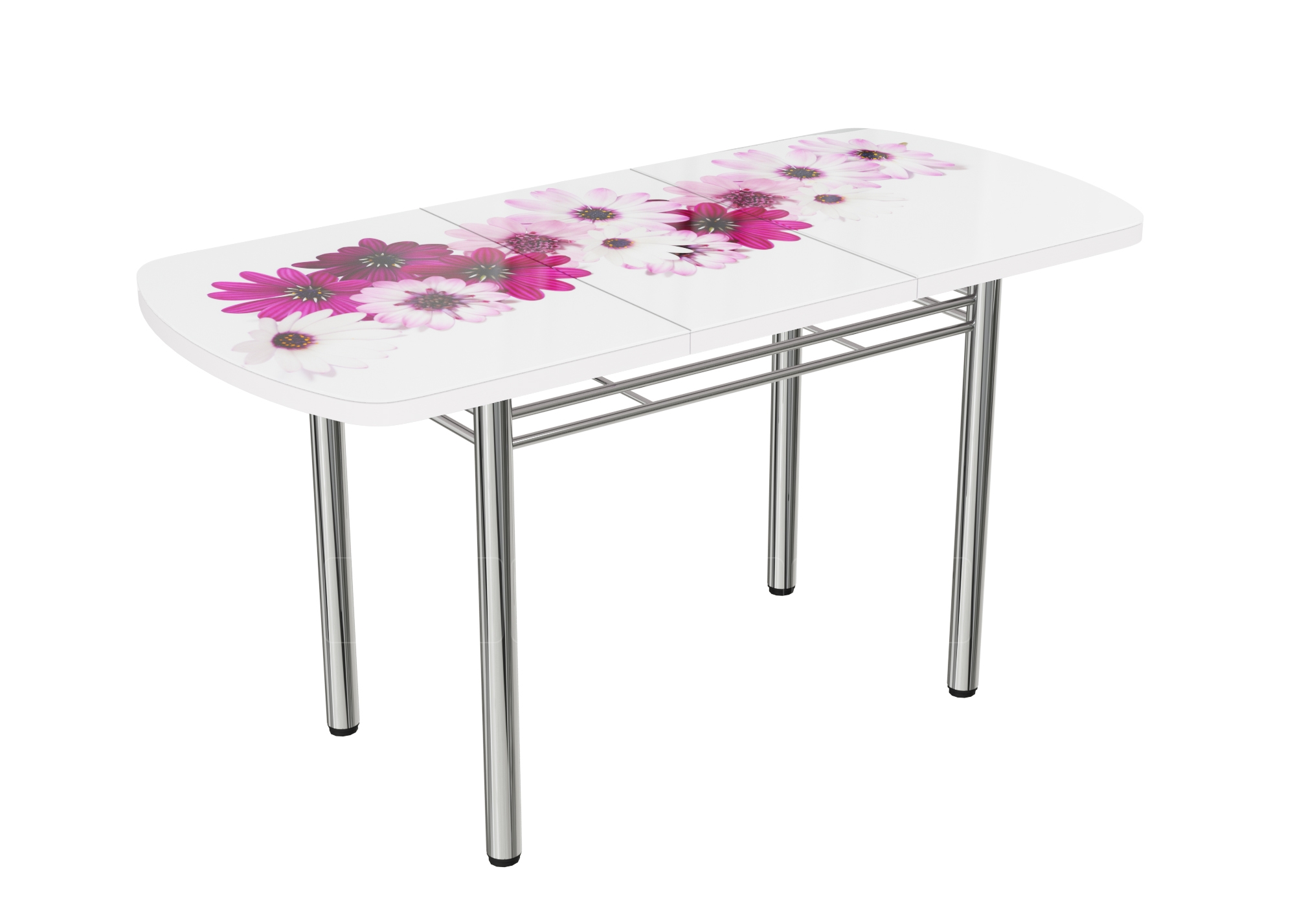 Стол раздвижной стеклянный с фотопечатью Маргаритки 150х70 см