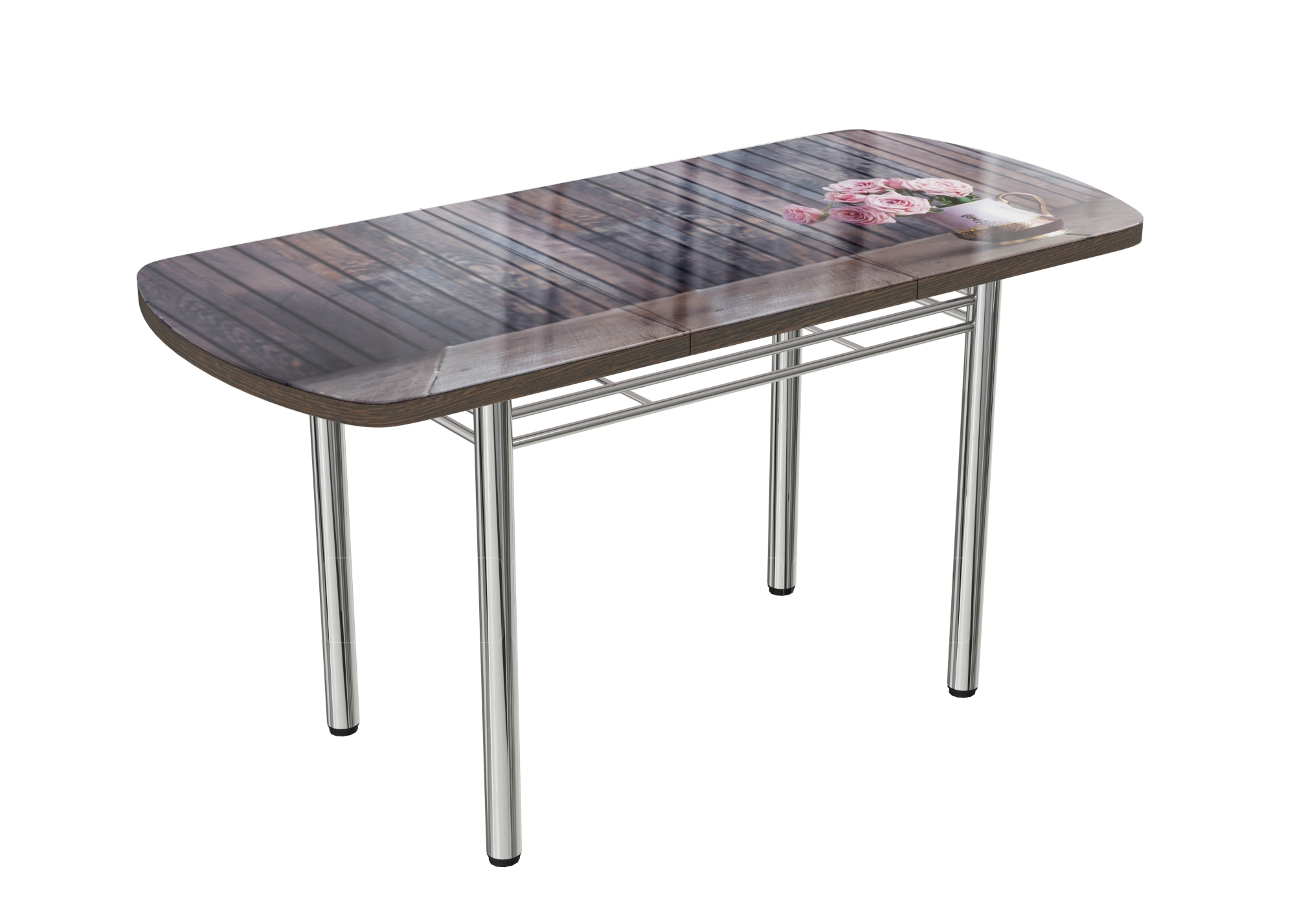 Стол раздвижной стеклянный с фотопечатью Розы 150х70 см