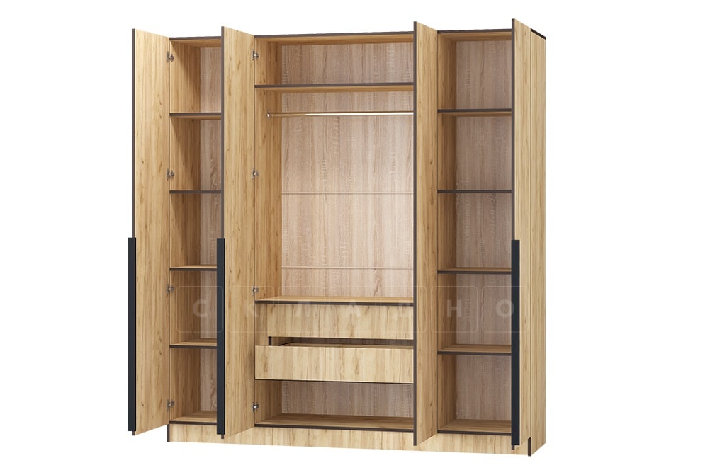 Шкаф распашной Авангард дуб крафт золотой 200 см