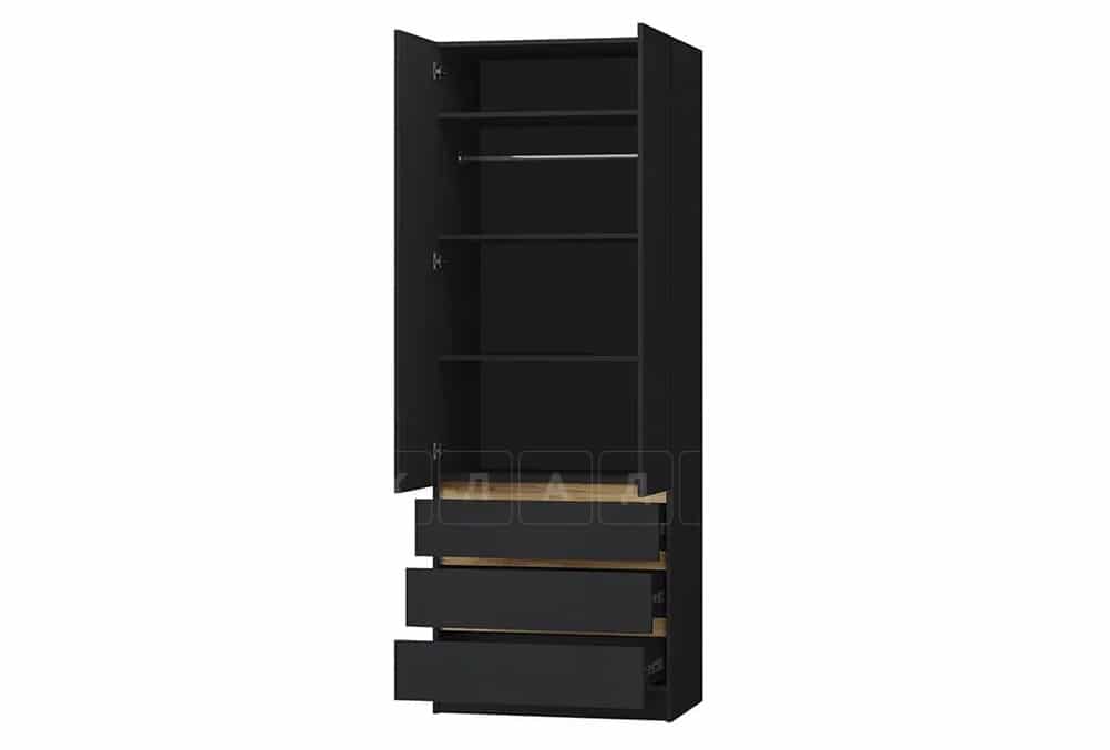 Шкаф Акация двухстворчатый с ящиками черный N2