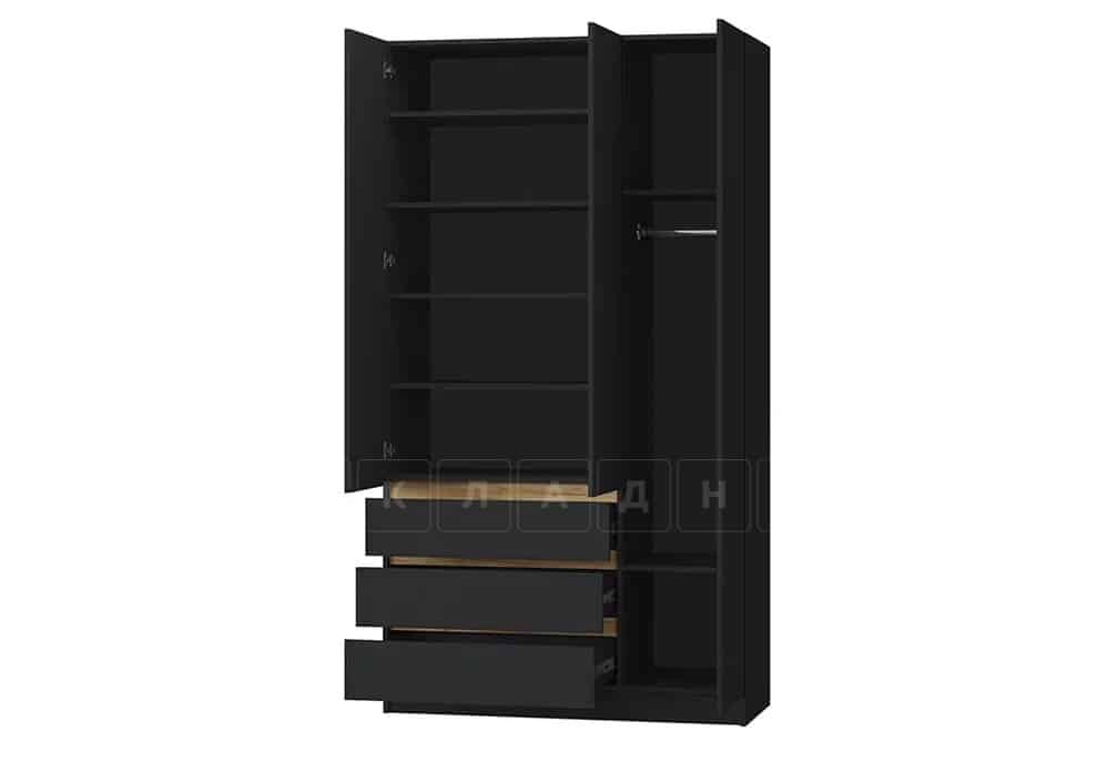 Шкаф Акация трехстворчатый с ящиками черный