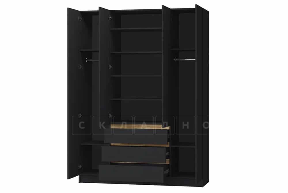 Шкаф Акация четырехстворчатый с ящиками черный