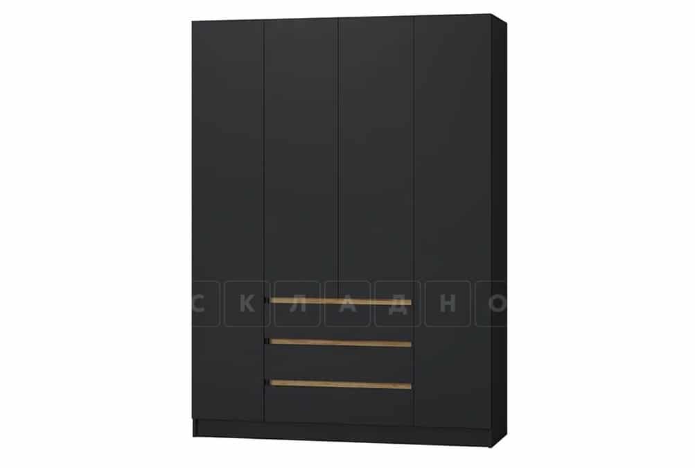 Шкаф Акация четырехстворчатый с ящиками черный