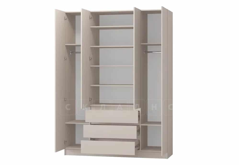 Шкаф Акация четырехстворчатый с ящиками кашемир